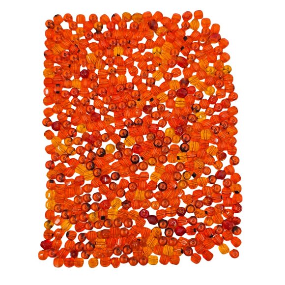 Czech Vintage Fire Orange Oval Smooth Glass Beads 120grams (approx. 500+) 5-6mm - Picture 2 of 8